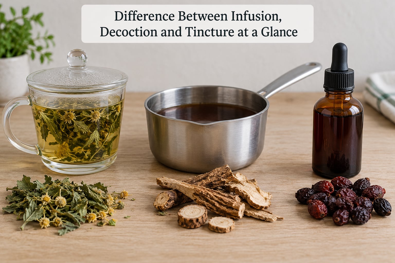 Difference Between Infusion, Decoction and Tincture at a Glance