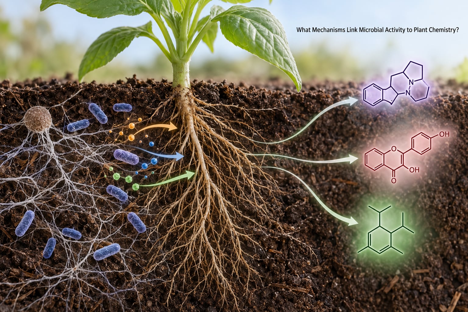 What Mechanisms Link Microbial Activity to Plant Chemistry?