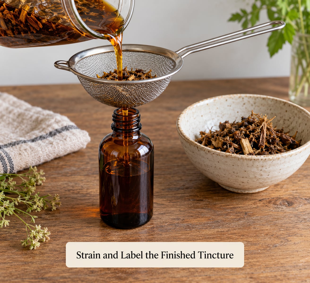 Strain and Label the Finished Tincture