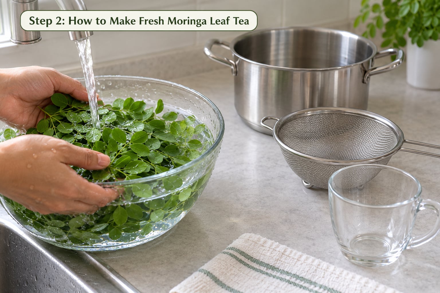 Step 2: How to Make Fresh Moringa Leaf Tea